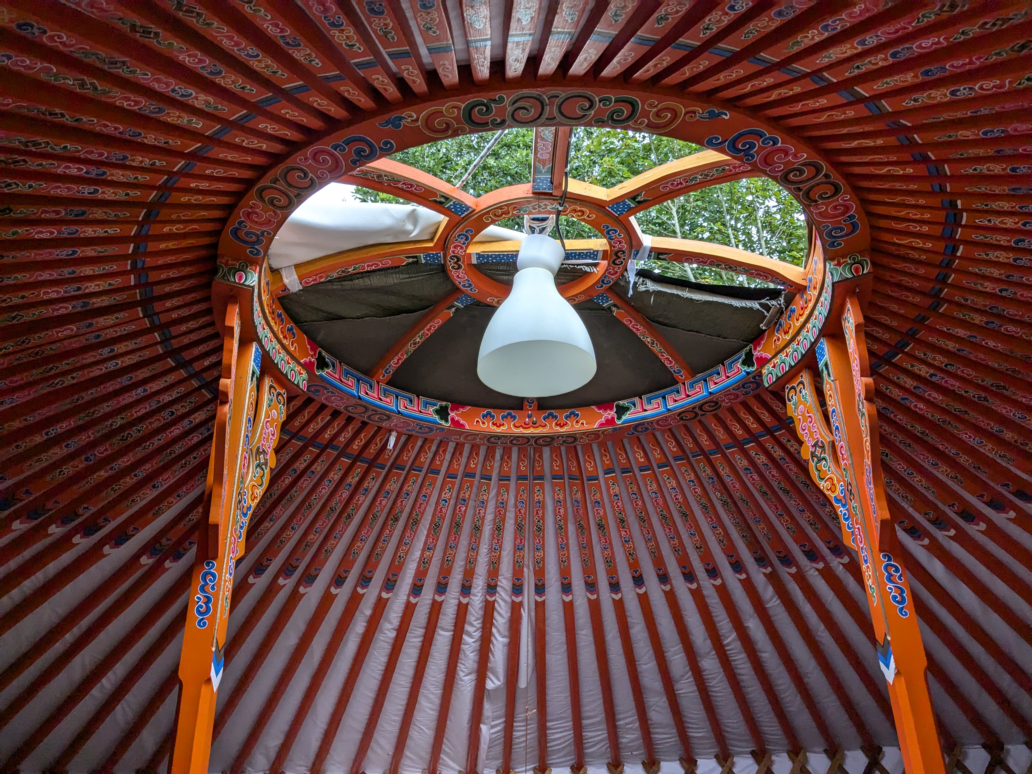 Vue du haut de la yourte, depuis l'intérieur